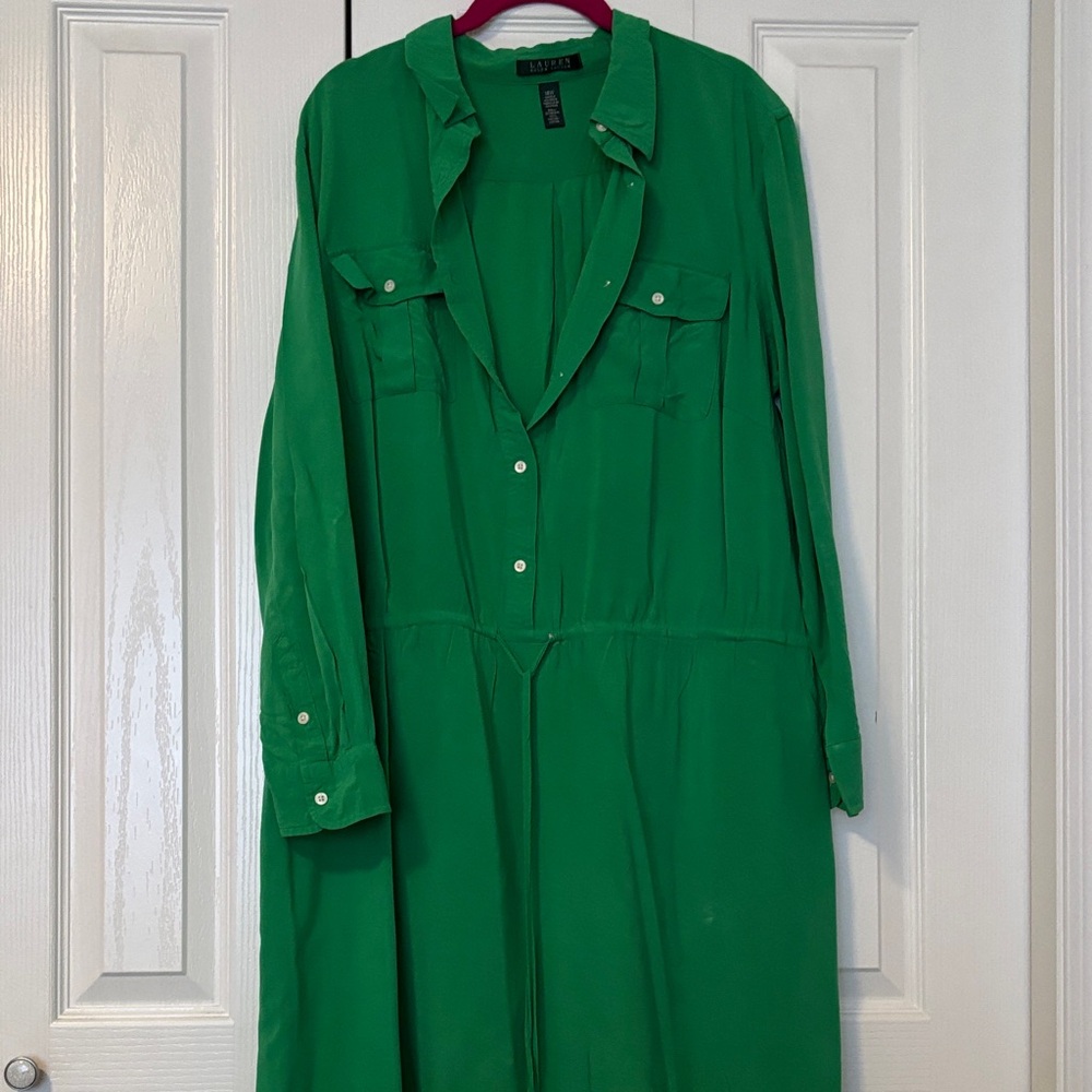 Lauren Ralph Lauren Vibrant Green Long Sleeve Dress